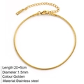 Tobillera de acero inoxidable dorado con cadena de 1,5 mm y longitud de 20+5 cm - Dorado - Cadena de Serpiente 1.5mm