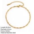 Tobillera de acero inoxidable dorado con cierre de langosta y cadena ajustable 20+5cm - Dorado - Cadena de Olas 2mm