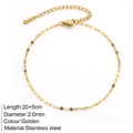 Tobillera dorada de acero inoxidable con cierre de langosta y cadena de extensión ajustable - Dorado - Cadena de Labios 2mm