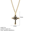 Collana a catena serpente in acciaio dorato con ciondolo a croce in zircone nero - Croce Stile Onice Nero (NK019goldAC23049G4)