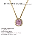 14K gold-plated stainless steel necklace with October light rose birthstone pendant - Gold / October Pink
