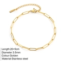 Tobillera de acero inoxidable dorado con eslabones de clip y cadena de ajuste fino - Dorado - Cadena de Clip 3.5mm