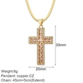 Collana con croce d'oro con zircone champagne e catena a serpente da donna - Stile Croce Catena a Serpente in Zircone Quadrato Champagne (NK188GAC220145G2)