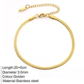 Tobillera de cadena de serpiente de acero inoxidable dorado de 3,0 mm con cierre de langosta - Dorado - Cadena Plana 3mm