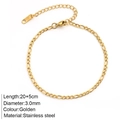 Tobillera Figaro de acero inoxidable dorado con cierre de langosta y cadena ajustable - Dorado - Cadena Figaro 3mm