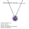 14K gold birthstone necklace featuring an 8mm violet pendant for February - February Violet - Silver