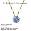 März Geburtsstein Goldkette mit 8mm hellblauem Kristall auf Edelstahlkette - Edelstahl/8mm/38+5cm / März Hellblau - Gold