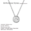 14K gold plated necklace featuring a round 8mm April birthstone crystal pendant - April White - Silver