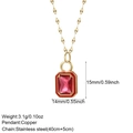 Collier en acier inoxydable doré avec pendentif octogonal en pierre précieuse rouge - Pendentif Rubis (NK008G2AC23053G2)
