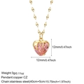 Collier avec pendentif cœur en zircone rose et coulure dorée sur chaîne acier inoxydable - Cœur Rose (NK008G2AC23058G5)