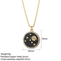 Collar con colgante de planeta en esmalte negro con circonitas y cadena de clip - Planeta Cielo Estrellado (NK008G4AC210261G3)