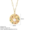 Collar de medallón celestial dorado con motivos de luna y estrellas en cadena de clip - Luna Estrella Hueca (NK008G5AC210293G1)