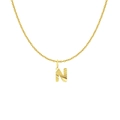 Gold plated stainless steel necklace featuring a radial textured letter N pendant - Gold- N