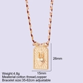Boheemse verstelbare ketting met gouden Sacred Heart hanger en bruin geweven katoenen koord - Gouden Reliëf Heilig Hart Hanger (MFNK25050G9-2)