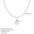 Silver stainless steel letter A necklace with sunburst texture and 45cm chain - Silver- A