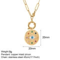 Collar de medallón mal de ojo dorado con circones azules y cadena de clip para mujer - Mal de Ojo (NK016goldAC210178G2)