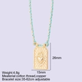 Bohemian verstelbare groenblauwe ketting met een gouden gegraveerde hart hanger - Gouden Zon Heilig Hart Hanger (MFNK25050G8-3)