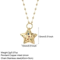 Ster hanger ketting met gekleurde zirkoon op gouden roestvrijstalen box ketting - Kleurrijke Ster Stijl (NK008G2AC23027G17)