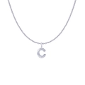 Polished silver stainless steel necklace with radial pattern capital letter C pendant - Silver- C
