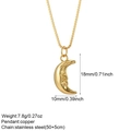 Gouden maanmasker hanger ketting met roestvrijstalen boxketting en afmetingen - Maan Masker Stijl (NK008G4AC23032G9)