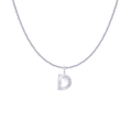 Silver-tone letter D pendant necklace featuring sunburst texture on a link chain - Silver- D