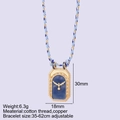 Verstelbare blauw gevlochten koordketting met gouden vogelhanger en zirkoon-oog - Blauwe Vredesduif Strass Hanger (MFNK25050G13-11)
