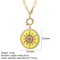 Collar de estrella en esmalte amarillo neón con circonitas y cadena de clip dorada - Estallido Estelar Esmalte Amarillo (NK016goldAC210328G2)