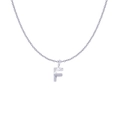 Polished silver F-letter pendant necklace with radial texture on a fine chain - Silver- F