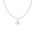 Silver finish initial G pendant necklace with a radiant faceted texture on a fine chain - Silver- G