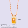 Verstelbare Evil Eye ketting met oranje emaille hanger en kleurrijk geweven koord - Oranjegeel Boze Oog Strass Hanger (MFNK25050G15-12)