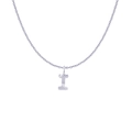 Minimalist silver stainless steel necklace with letter I pendant featuring sunburst texture - Silver- I