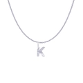Silver stainless steel necklace featuring a textured capital letter K pendant on a link chain - Silver- K