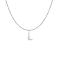 Silver-tone stainless steel letter L pendant necklace with textured radial engraving - Silver- L
