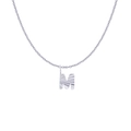 Silver stainless steel necklace with 'M' initial pendant and radial textured details - Silver- M