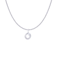 Silver hollow round pendant necklace with fine sunburst texture on a cable chain - Silver- O