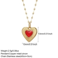 Collar de cadena de acero dorado con colgante de corazón rojo y detalle de circón - Estilo Corazón Rojo (NK008G2AC23026G12)