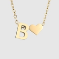 Goldene Herz-Halskette mit individuellem 3D-Buchstabe B Anhänger und minimalistischer Kette - Buchstabe B / Gold