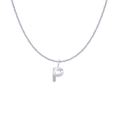 Silver-colored letter P pendant necklace with fine sunray texture and delicate cross chain - Silver- P