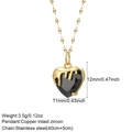 Collar de acero inoxidable con circonita de corazón negro y detalle fluido chapado en oro - Estilo Metal Líquido Circoncito Negro (NK008G2AC23058G4)