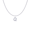Silver letter Q necklace with diamond-cut texture and elegant stainless steel chain - Silver- Q