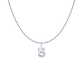 Silver letter S pendant necklace with radiant sunburst texture on a stainless steel chain - Silver- S