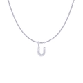 Silver stainless steel necklace featuring a textured letter U pendant with sunburst engraving - Silver- U