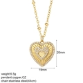 Collar con colgante de doble corazón dorado con circonitas y cadena de acero inoxidable - Estilo Corazón Doble Capa Pavé (NK008G3AC220122G3)