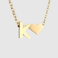 Halskette mit Herzanhänger und Buchstabe K Gold Damen personalisierte minimalistische Kette - Buchstabe K / Gold