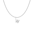 Polished 18K gold-plated letter W pendant with pleated texture on a silver chain - Silver- W
