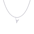Polished silver stainless steel necklace featuring a textured letter Y alphabet pendant - Silver- Y