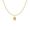 18K gold-plated stainless steel necklace with letter B pendant on O-chain link - Gold- B