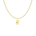 18K gold plated stainless steel necklace featuring a sunburst engraved letter E pendant - Gold- E