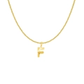 Minimalist 18K gold plated stainless steel necklace featuring a radial textured letter F pendant - Gold- F