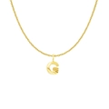 18K gold plated stainless steel initial necklace featuring letter G pendant with sunburst texture - Gold- G